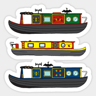 Colourful Canal Narrowboats and House Boats Sticker